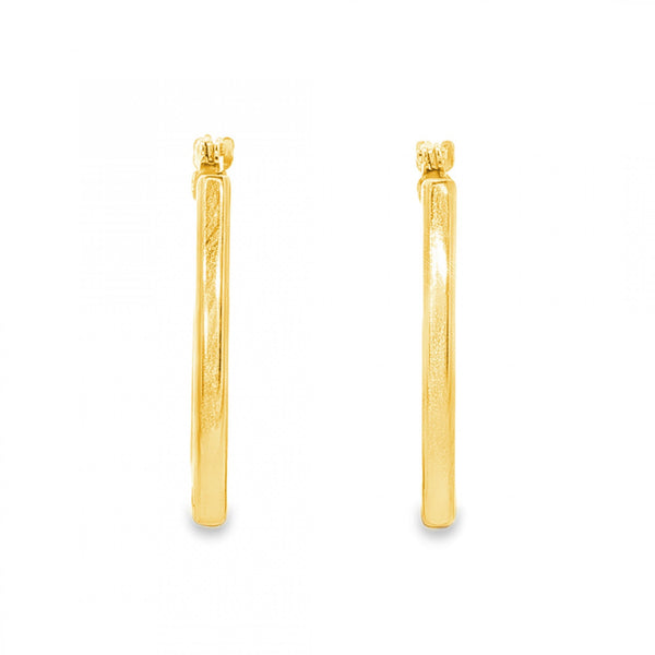 9ct Yellow Gold Rectangular Hoop Earrings - 2x22x15mm - 2.8g