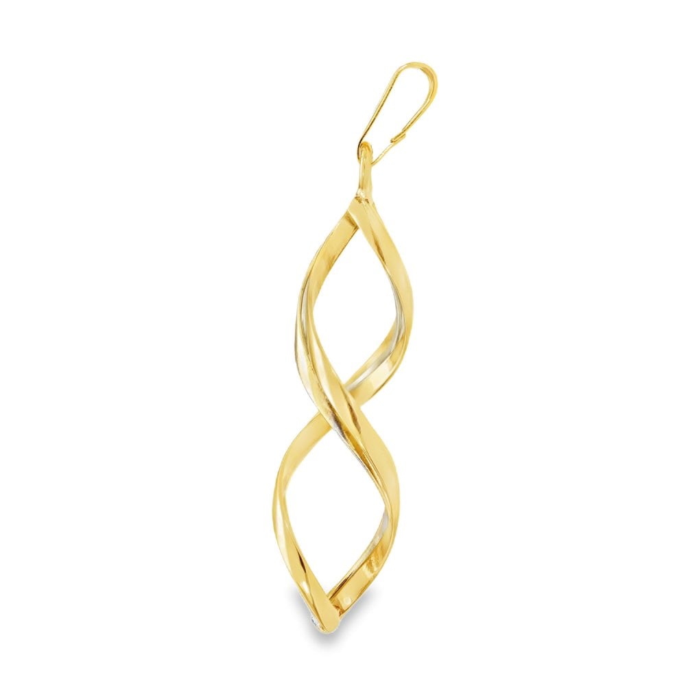 9ct Yellow & White Gold Twist Ribbon Pendant - 15x34x9mm - 1.7g