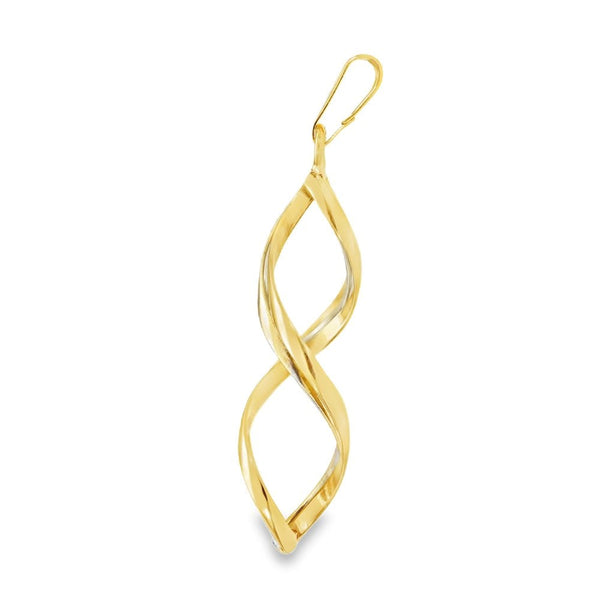 9ct Yellow & White Gold Twist Ribbon Pendant - 15x34x9mm - 1.7g
