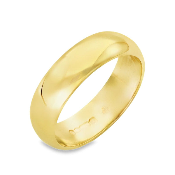 18ct Yellow Gold D-Shape Wedding Band - Size J½ - 5mm