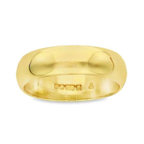 18ct Yellow Gold D-Shape Wedding Band - Size J½ - 5mm