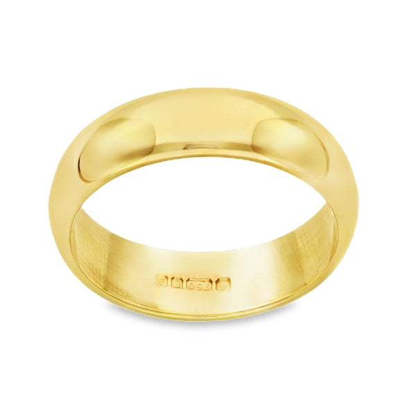 18ct Yellow Gold D-Shape Wedding Band - Size J½ - 5mm