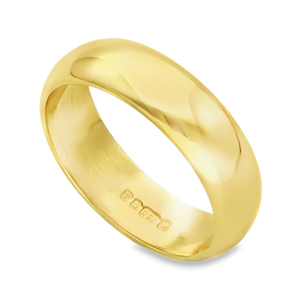 18ct Yellow Gold D-Shape Wedding Band - Size J½ - 5mm