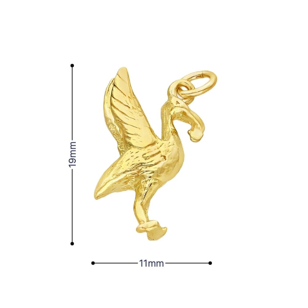 9ct Yellow Gold Liverbird Pendant - 11x19x6mm - 3.4g