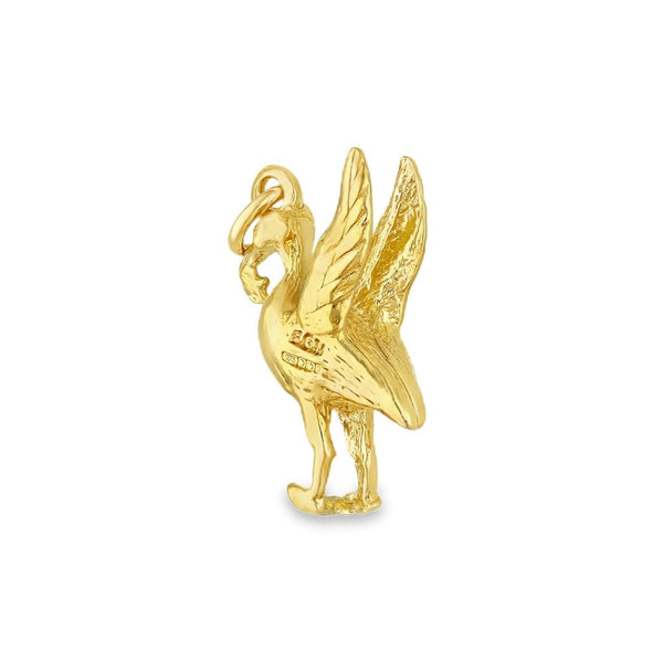 9ct Yellow Gold Liverbird Pendant - 11x19x6mm - 3.4g