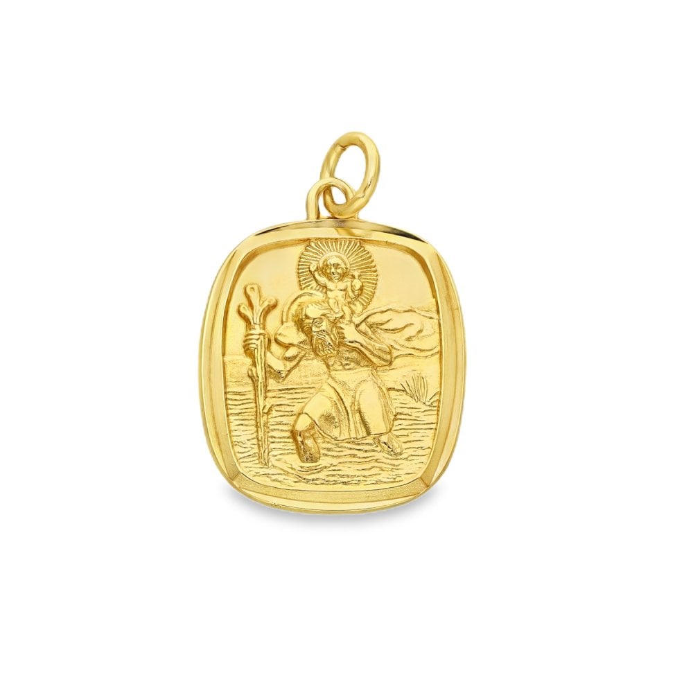 9ct Yellow Gold Flat St. Christopher Pendant - 15x20x1.5mm -1.9g