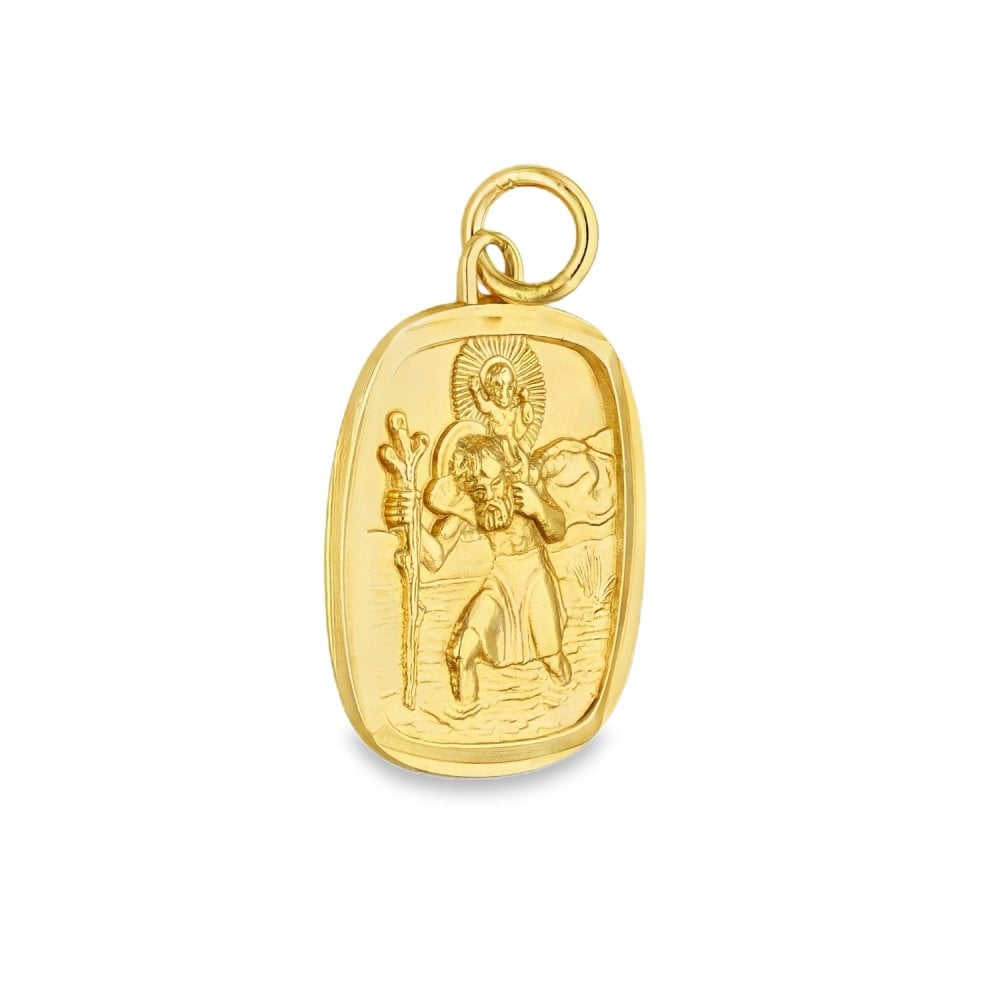 9ct Yellow Gold Flat St. Christopher Pendant - 15x20x1.5mm -1.9g