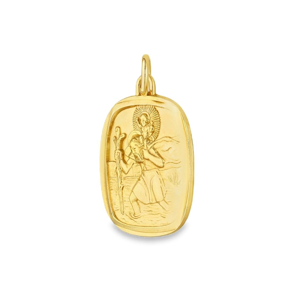 9ct Yellow Gold Flat St. Christopher Pendant - 15x20x1.5mm -1.9g