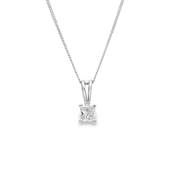 18ct White Gold Diamond Dot Pendant & Necklace - 18" - 0.50ct