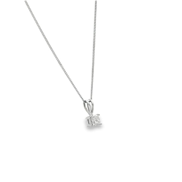 18ct White Gold Diamond Dot Pendant & Necklace - 18" - 0.50ct