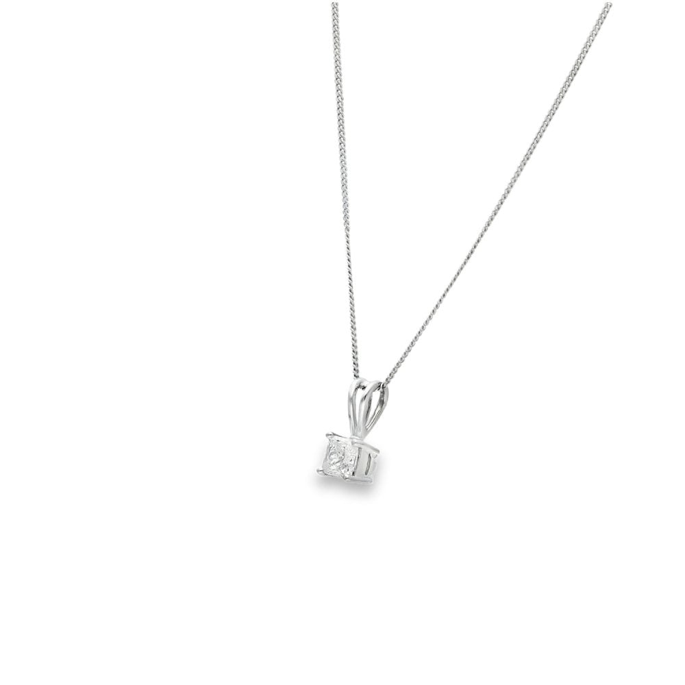 18ct White Gold Diamond Dot Pendant & Necklace - 18" - 0.50ct
