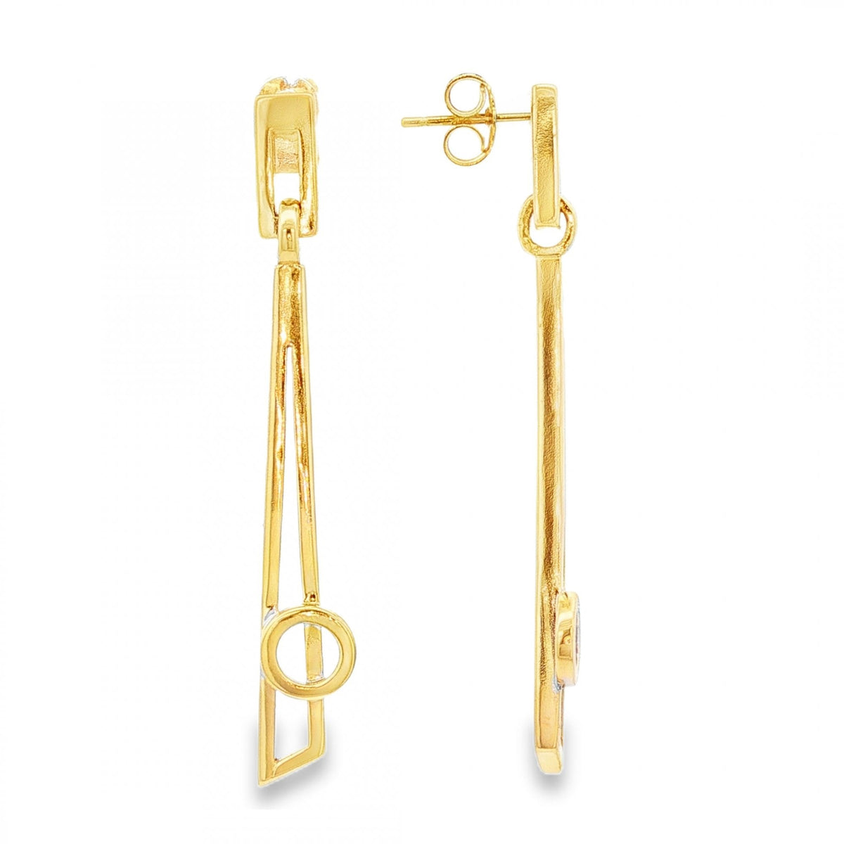 9ct Yellow Gold Long Open Drop Earrings - 6x42x2.5mm - 4.4g