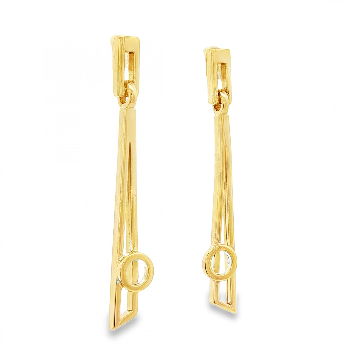 9ct Yellow Gold Long Open Drop Earrings - 6x42x2.5mm - 4.4g