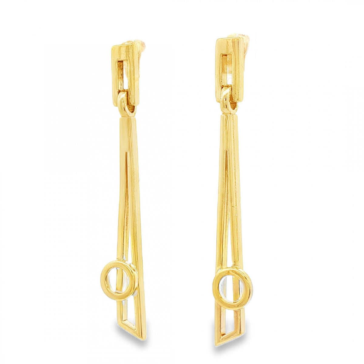 9ct Yellow Gold Long Open Drop Earrings - 6x42x2.5mm - 4.4g