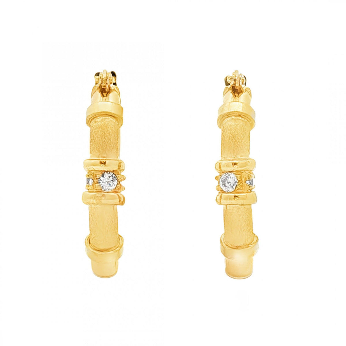 9ct Yellow Gold Oval CZ Hoop Earrings - 4.5x23x17mm - 3.1g