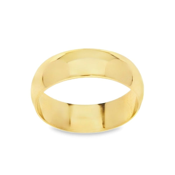 9ct Yellow Gold Plain D-Shape Wedding Ring - Size Q - 6mm