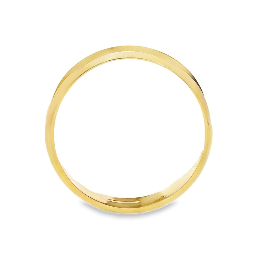 9ct Yellow Gold Plain D-Shape Wedding Ring - Size Q - 6mm