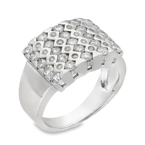 14ct White Gold Diamond Cluster Ring - Size S - 1.60ct