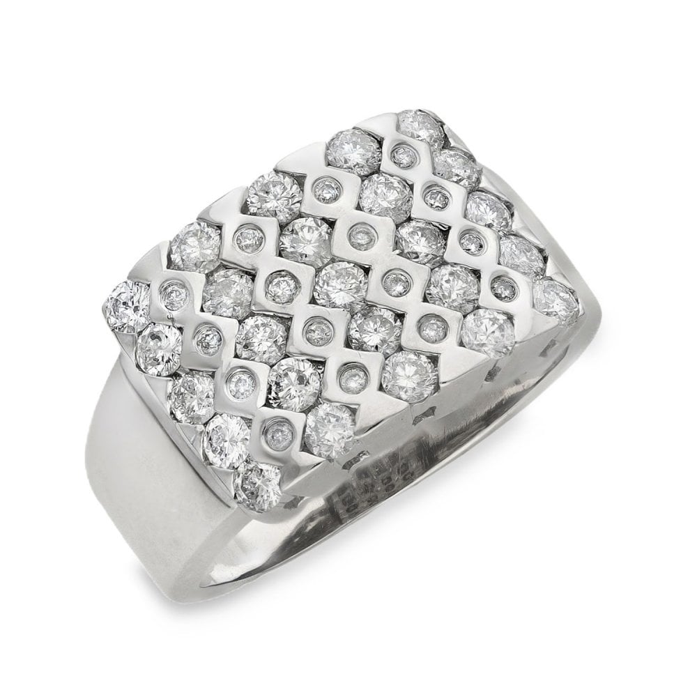 14ct White Gold Diamond Cluster Ring - Size S - 1.60ct
