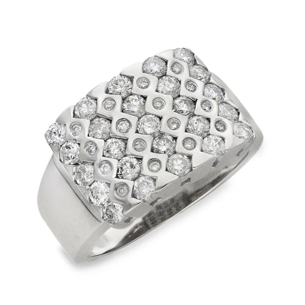 14ct White Gold Diamond Cluster Ring - Size S - 1.60ct