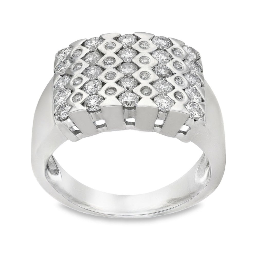 14ct White Gold Diamond Cluster Ring - Size S - 1.60ct
