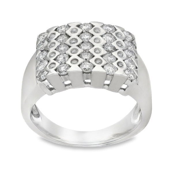 14ct White Gold Diamond Cluster Ring - Size S - 1.60ct