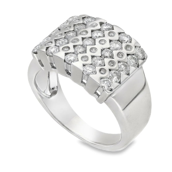 14ct White Gold Diamond Cluster Ring - Size S - 1.60ct