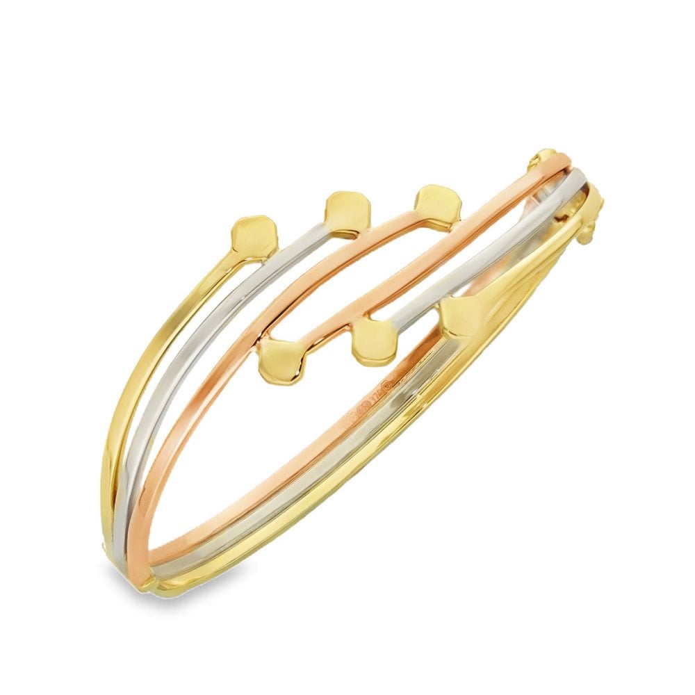 9ct Multi-Tone Gold Fancy Twist Bangle - 18.5cm - 17.6g