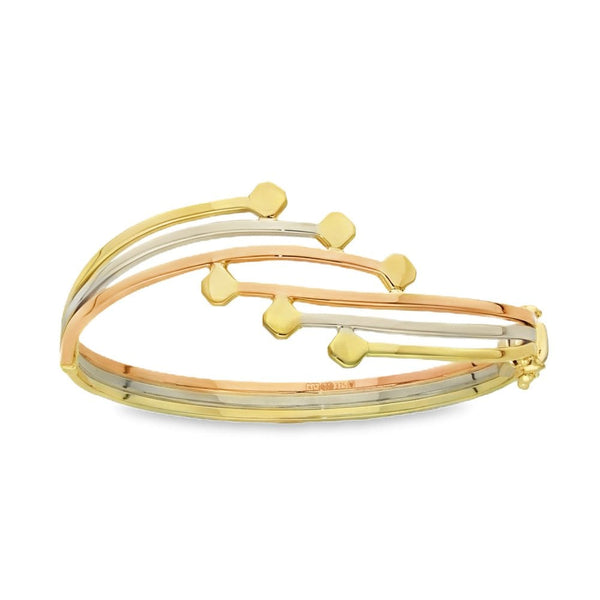 9ct Multi-Tone Gold Fancy Twist Bangle - 18.5cm - 17.6g