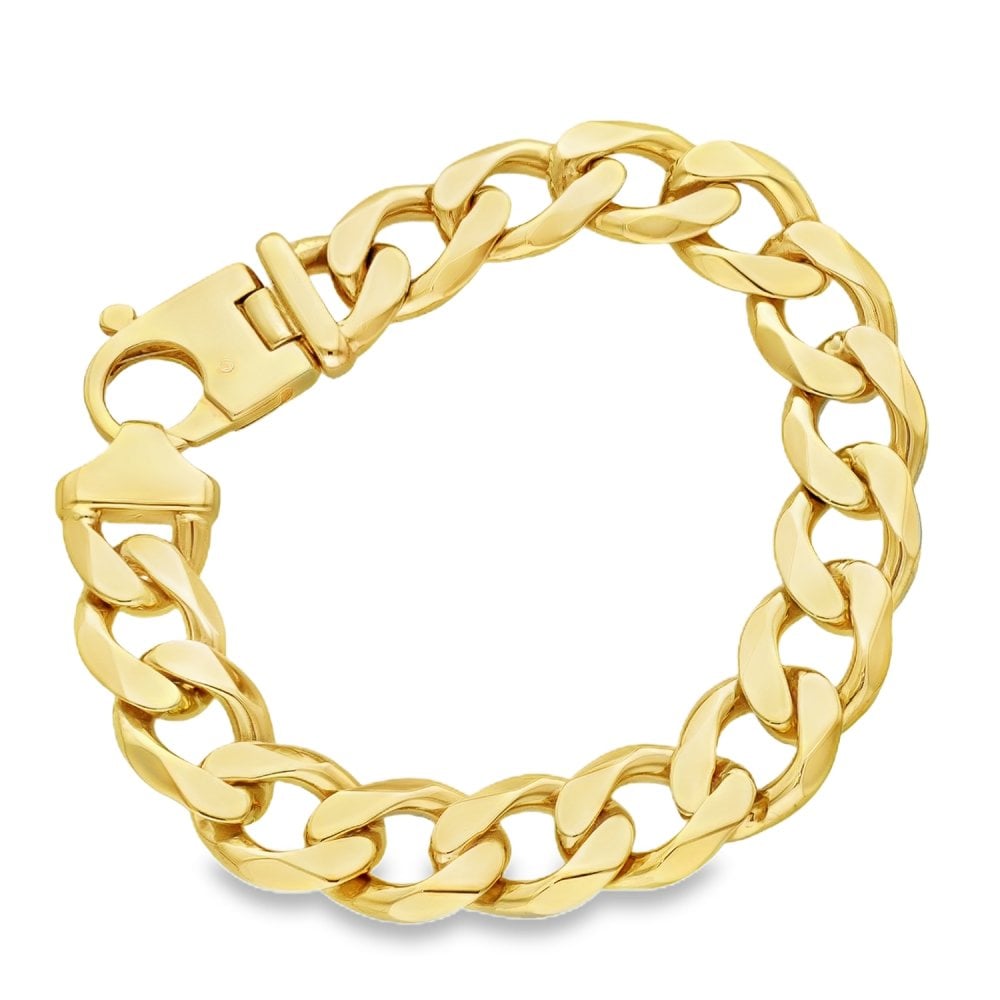 9ct Yellow Gold Heavy Curb Bracelet - 9" - 89.0g