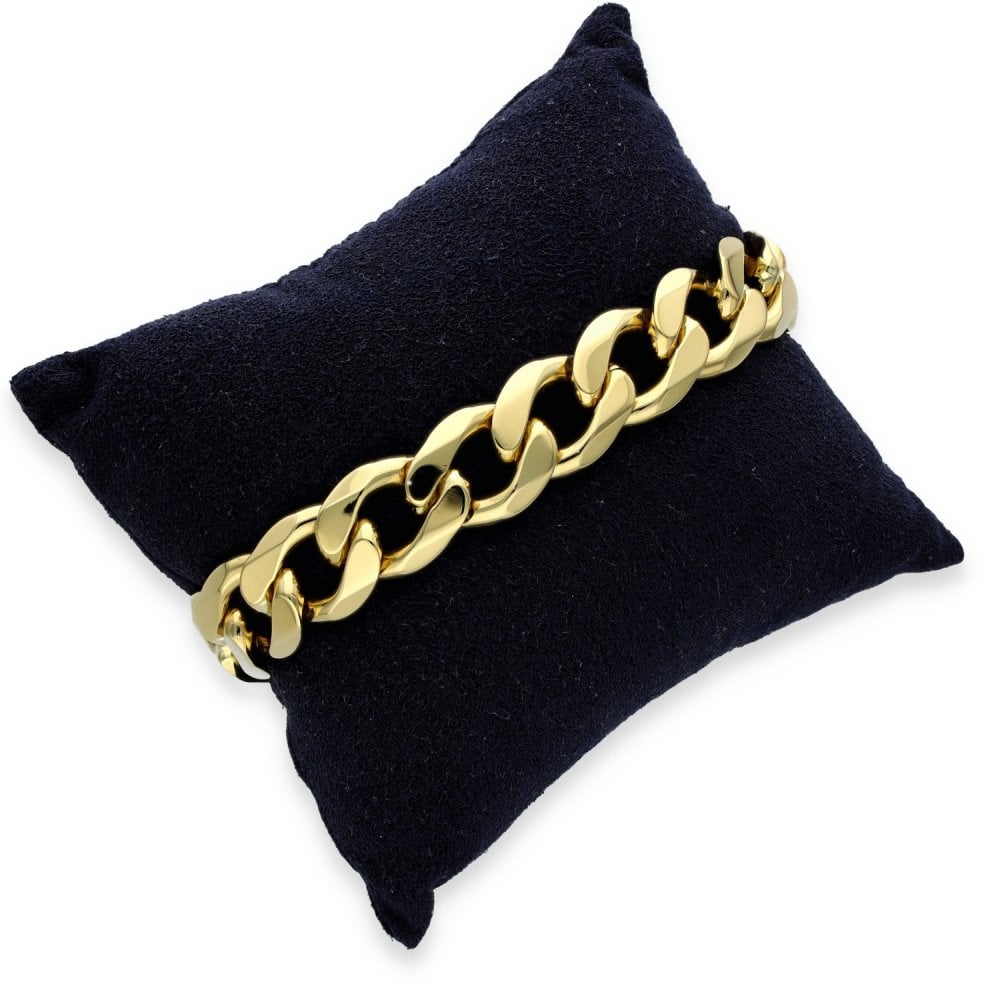 9ct Yellow Gold Heavy Curb Bracelet - 9" - 89.0g