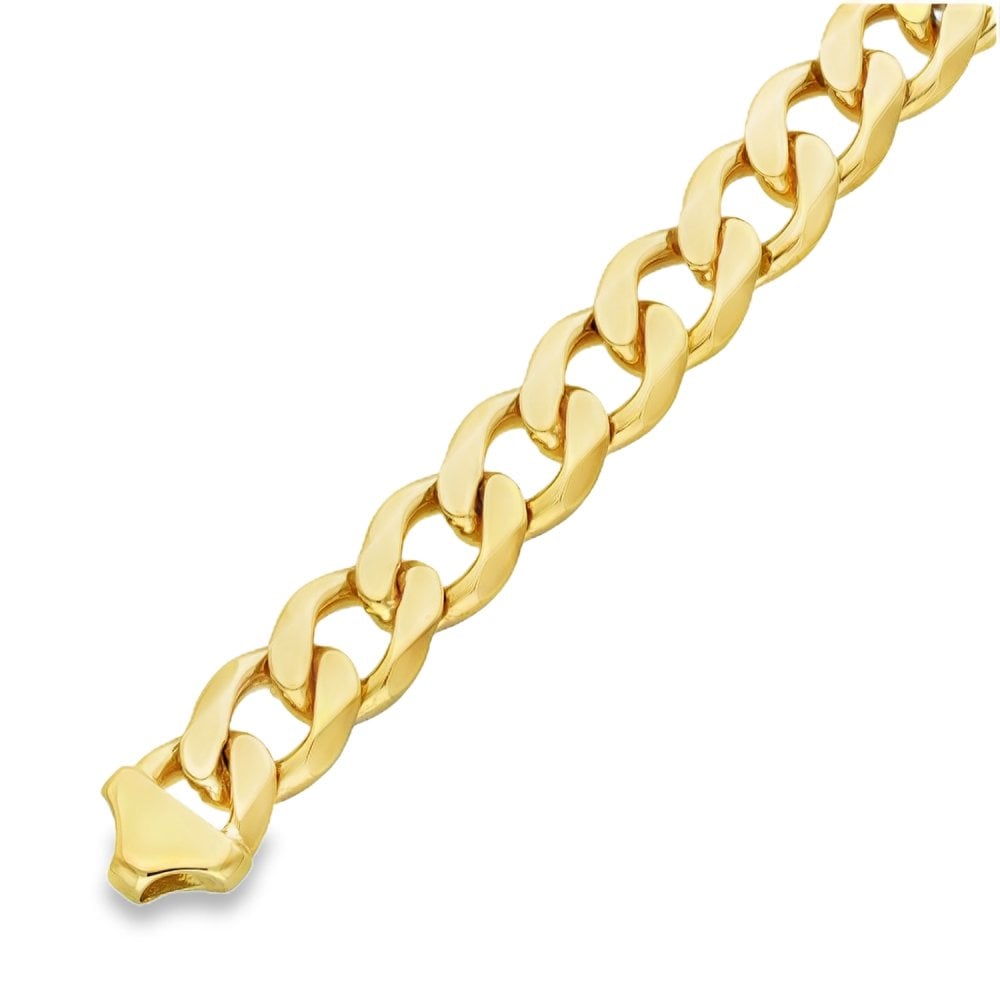 9ct Yellow Gold Heavy Curb Bracelet - 9" - 89.0g
