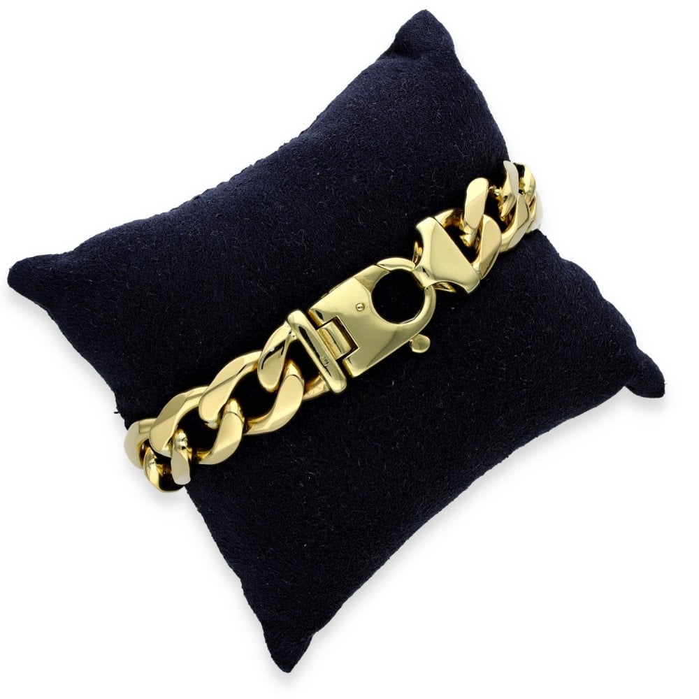 9ct Yellow Gold Heavy Curb Bracelet - 9" - 89.0g