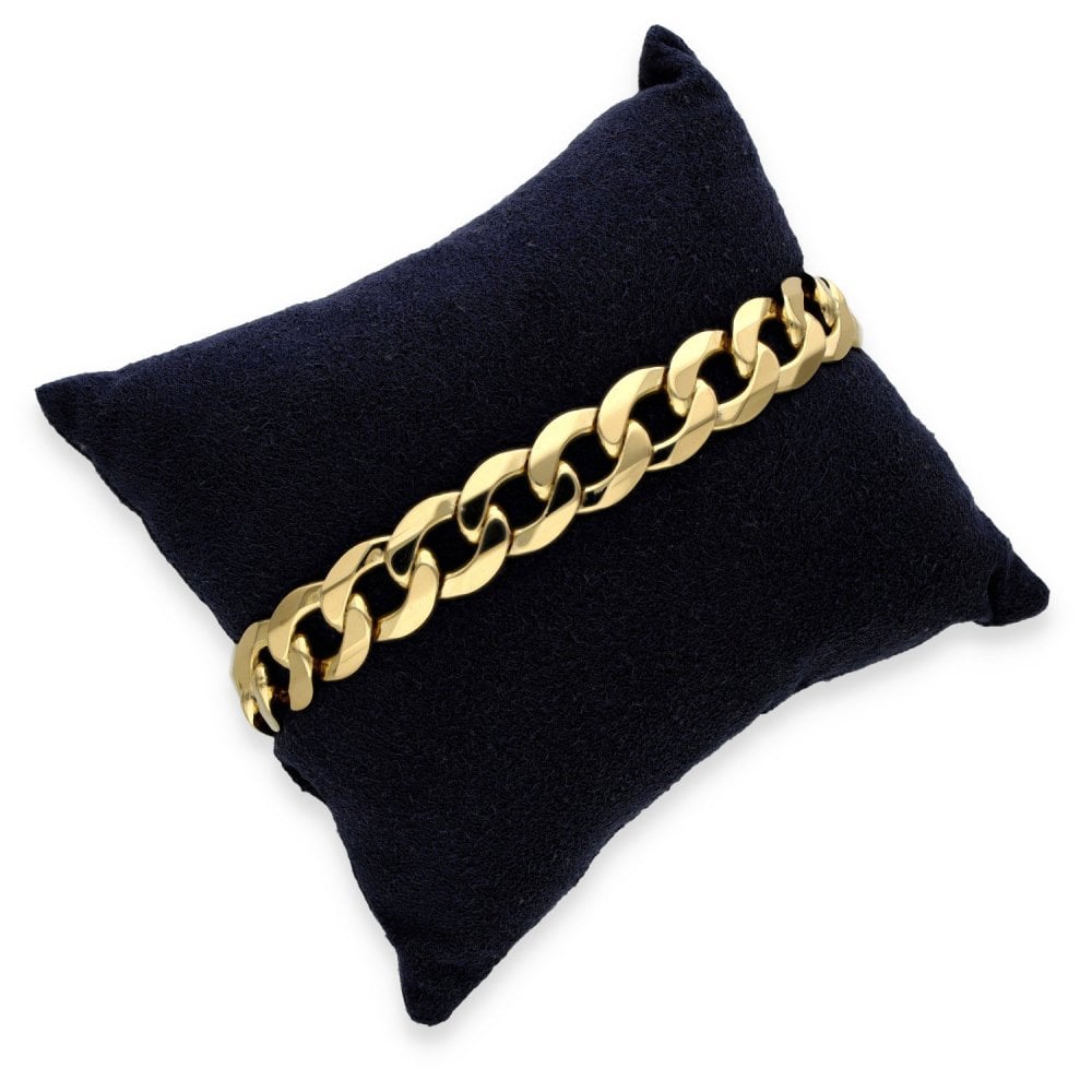 9ct Yellow Gold Heavy Oval Curb Bracelet - 9" - 43.0g