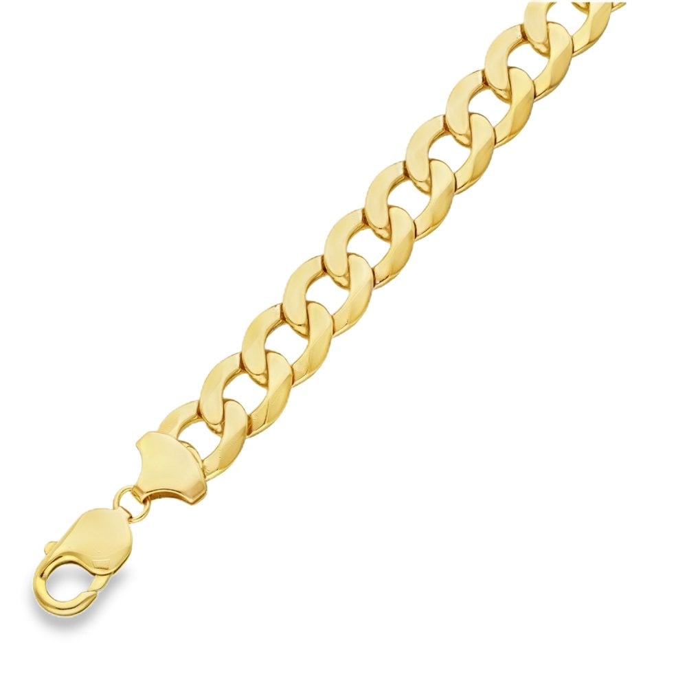 9ct Yellow Gold Heavy Oval Curb Bracelet - 9" - 43.0g
