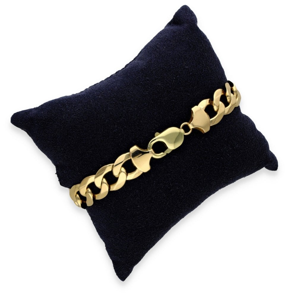 9ct Yellow Gold Heavy Oval Curb Bracelet - 9" - 43.0g