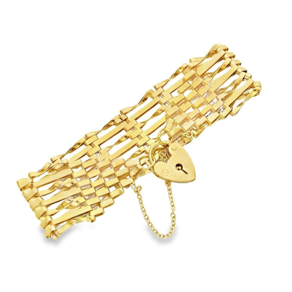 9ct Yellow Gold 7-Bar Gate Bracelet - 7" - 15.4g