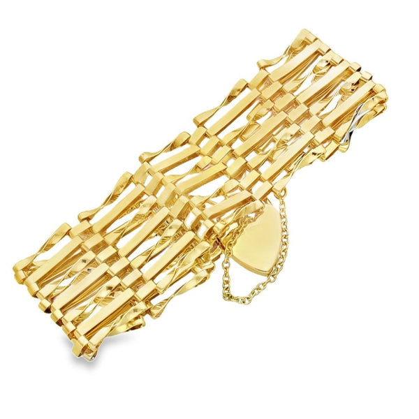 9ct Yellow Gold 7-Bar Gate Bracelet - 7" - 15.4g