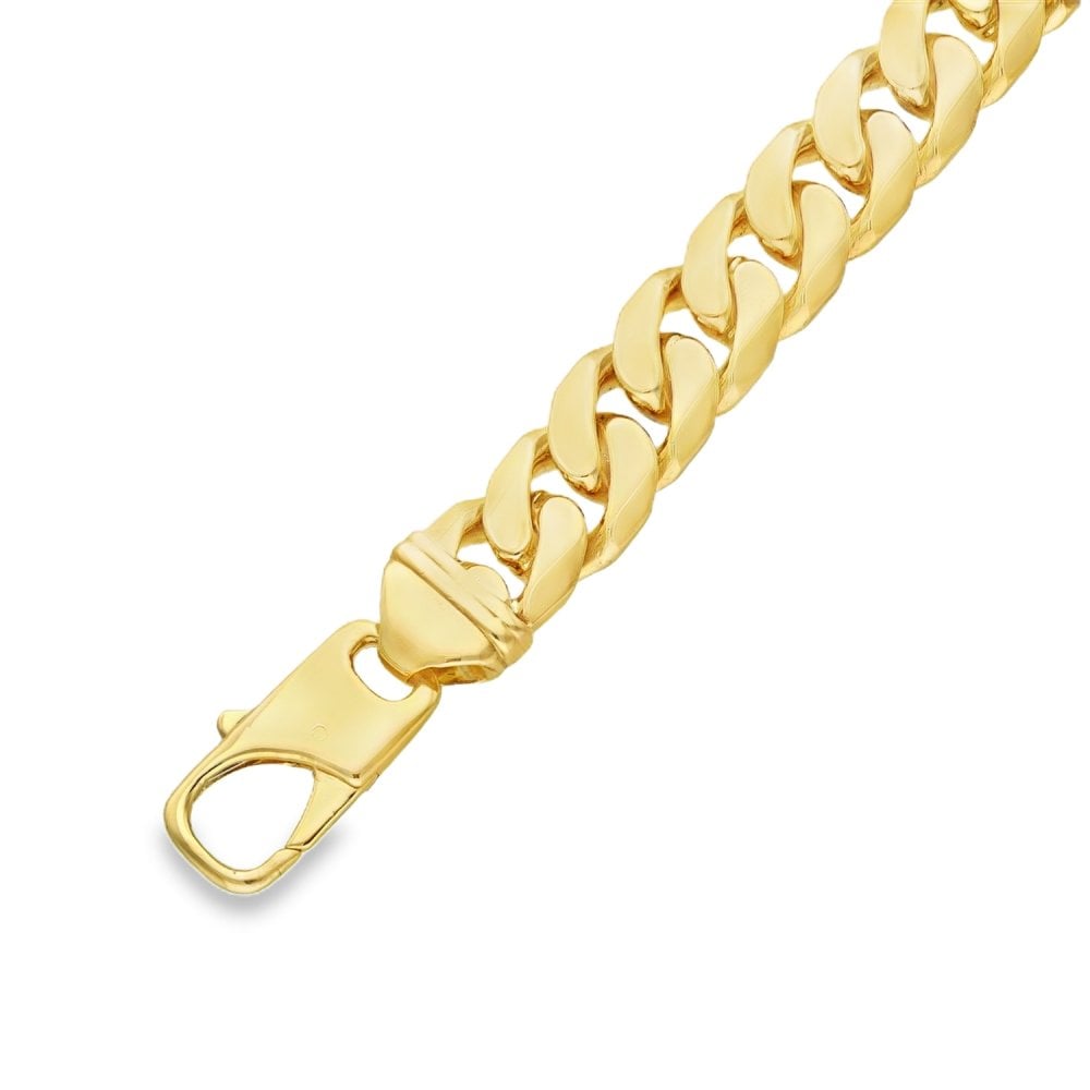 9ct Yellow Gold Heavy Curb Bracelet - 9" - 99.0g