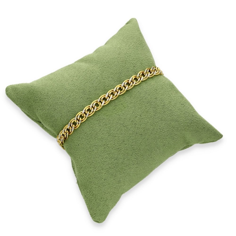 9ct Yellow Gold Hollow Double Curb Bracelet - 8" - 4.6g