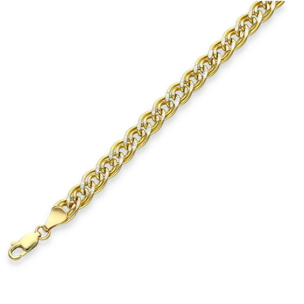 9ct Yellow Gold Hollow Double Curb Bracelet - 8" - 4.6g