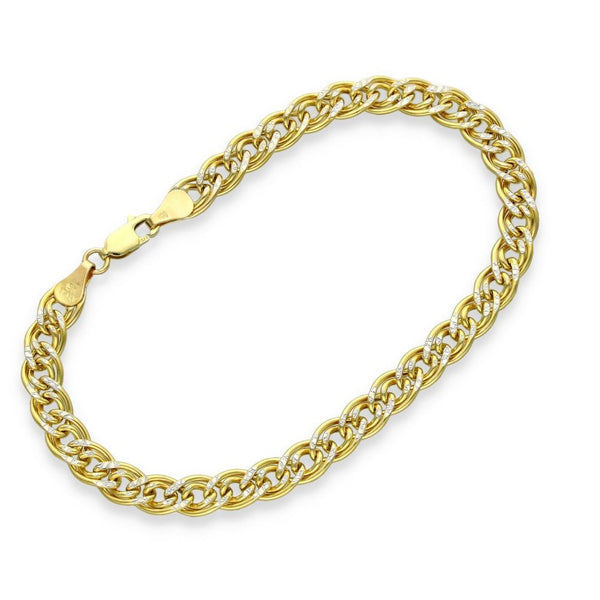 9ct Yellow Gold Hollow Double Curb Bracelet - 8" - 4.6g