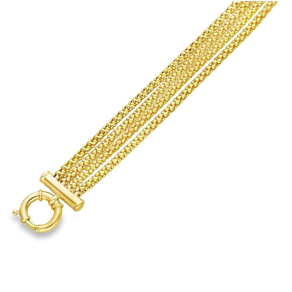 9ct Yellow Gold 4-Row Popcorn Bracelet - 8" - 21.9g