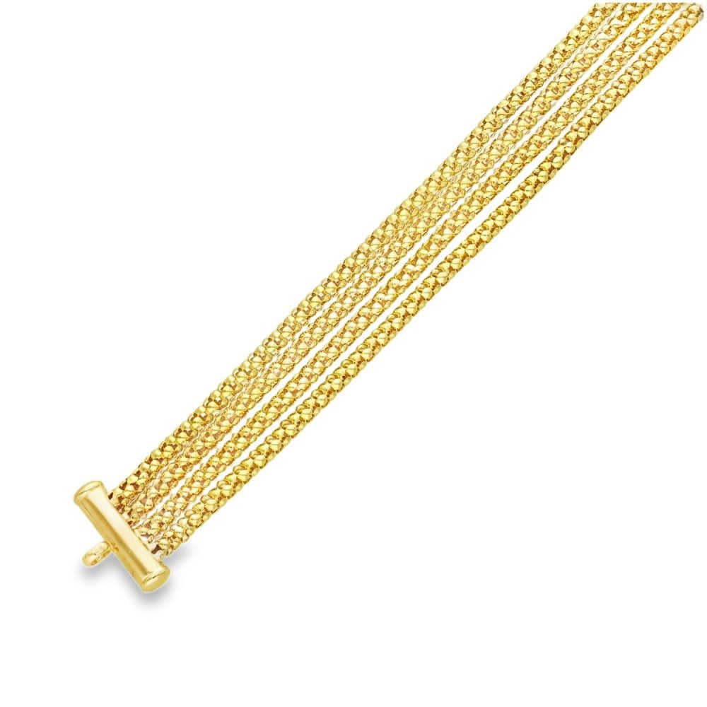 9ct Yellow Gold 4-Row Popcorn Bracelet - 8" - 21.9g