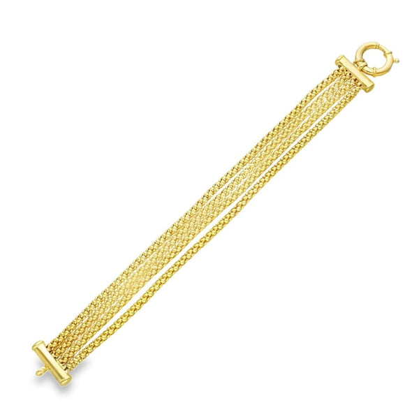 9ct Yellow Gold 4-Row Popcorn Bracelet - 8" - 21.9g