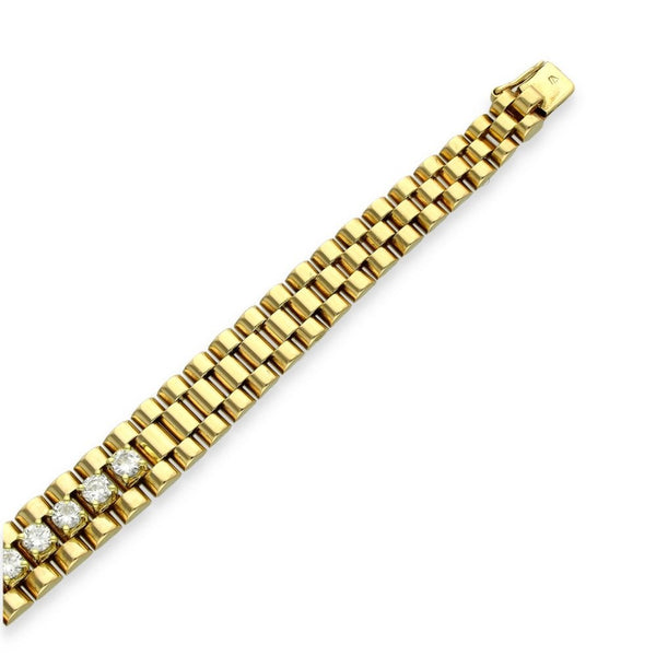 18ct Yellow Gold Graduated Diamond Bracelet - 6.5" - 1.14ct