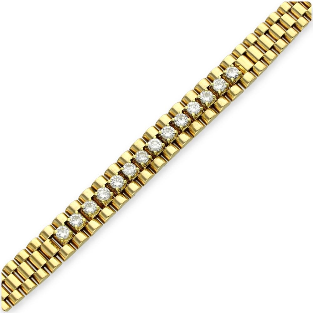18ct Yellow Gold Graduated Diamond Bracelet - 6.5" - 1.14ct