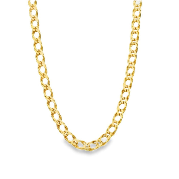 9ct Yellow Gold Double Curb Bracelet - 18" - 18.8g