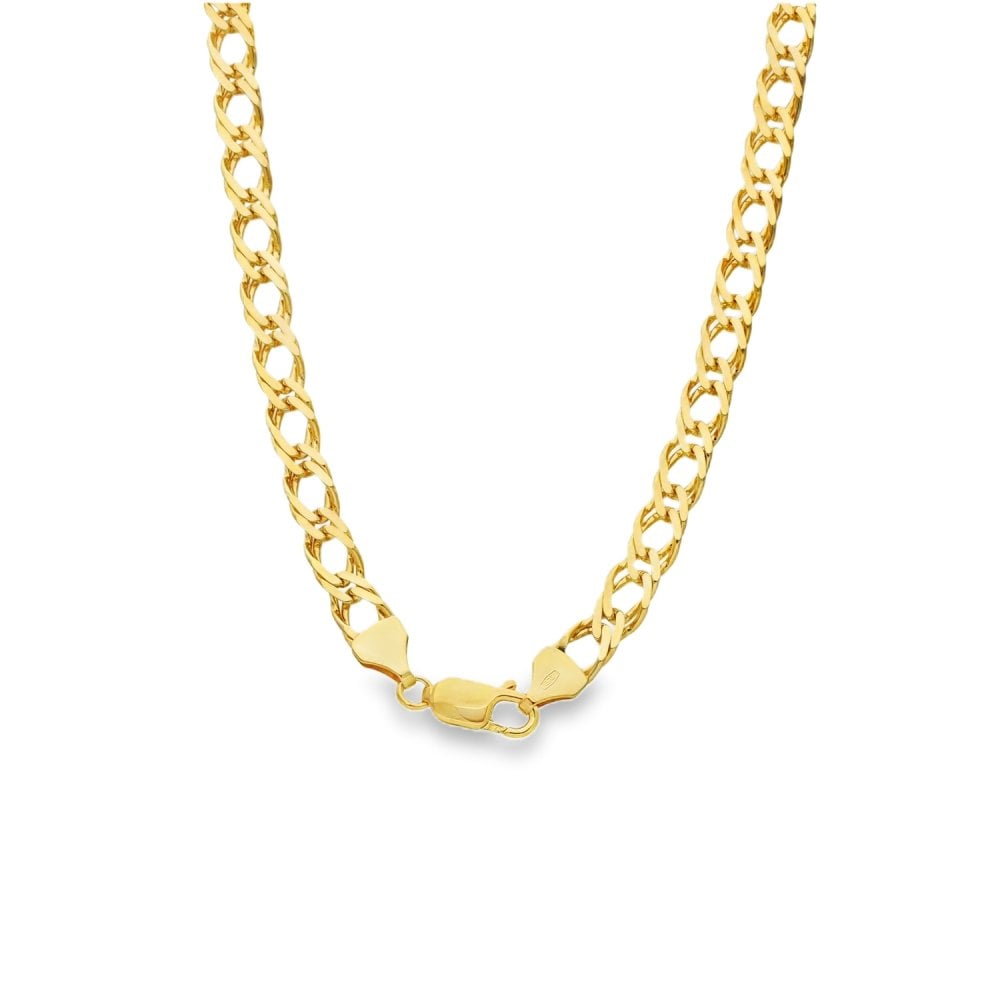 9ct Yellow Gold Double Curb Bracelet - 18" - 18.8g