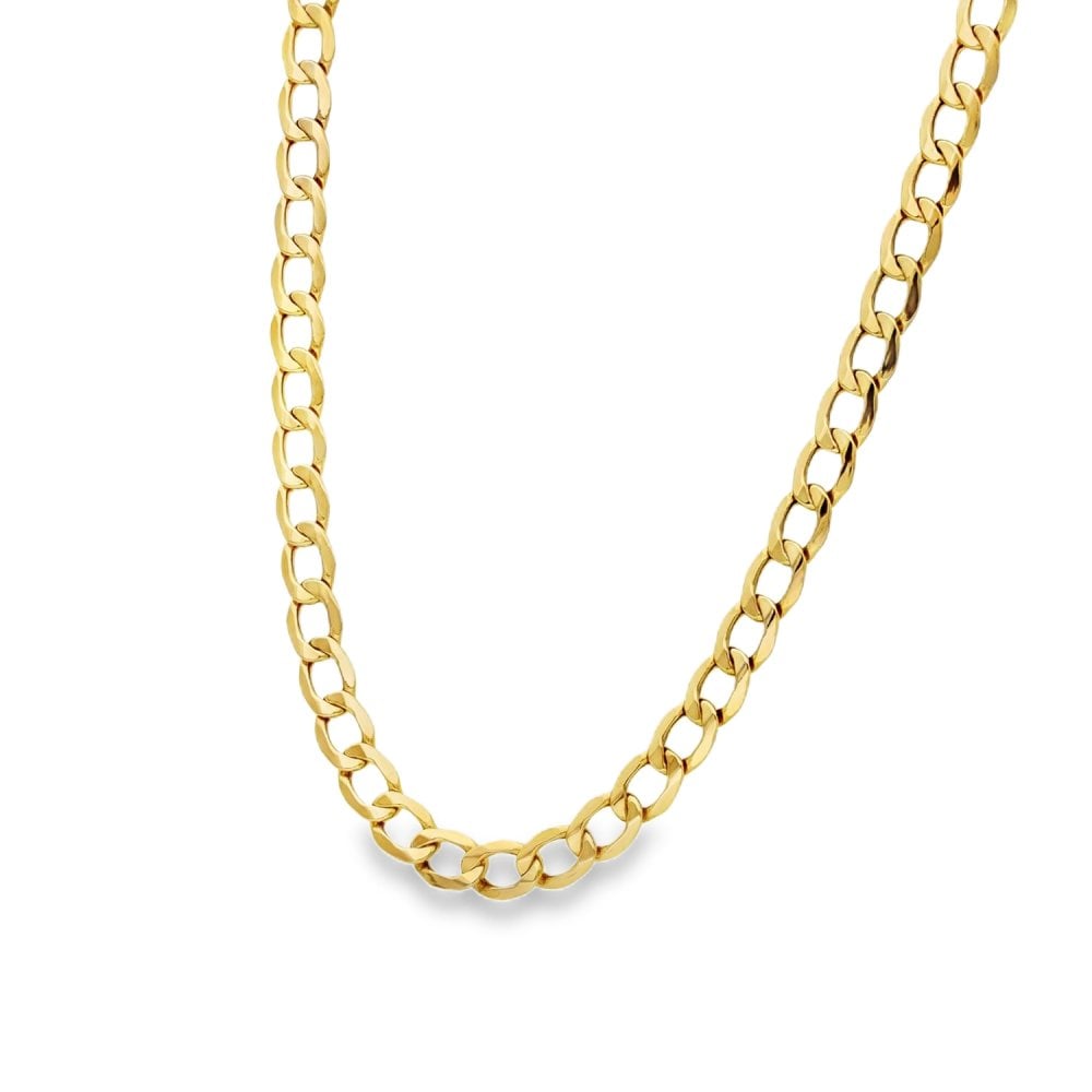 9ct Yellow Gold Hollow Curb Chain - 24" - 8.9g